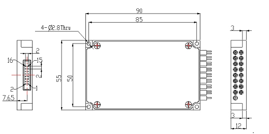 可見(jiàn)光 707nm光開(kāi)關(guān)尺寸圖
