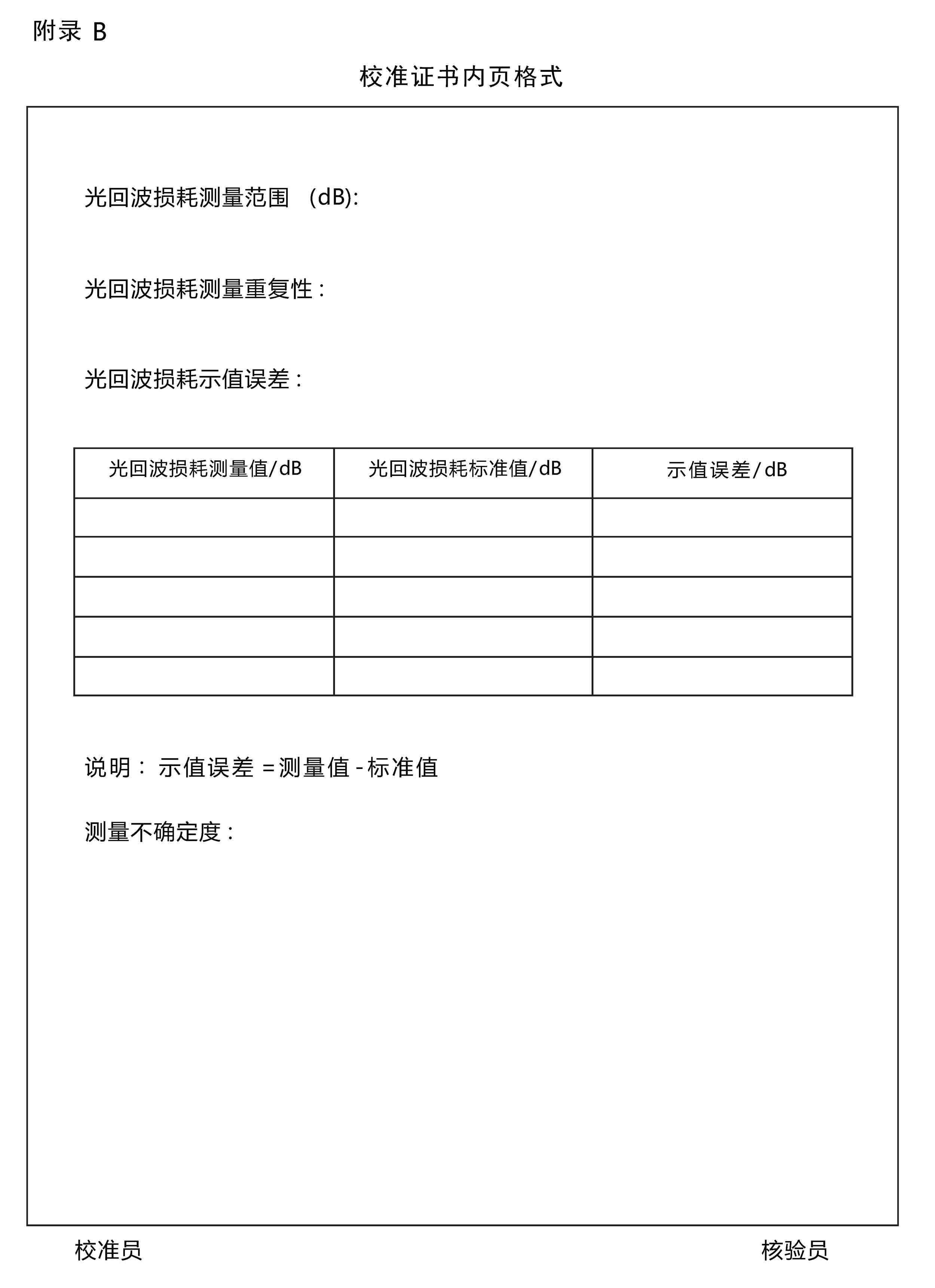 通信用光回波損耗儀校準規(guī)范 - 附錄 B