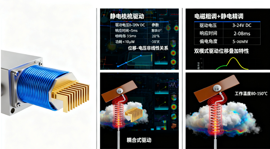 MEMS光開關(guān)靜電梳齒驅(qū)動(dòng)扭臂式熱驅(qū)動(dòng)耦合式特性對比