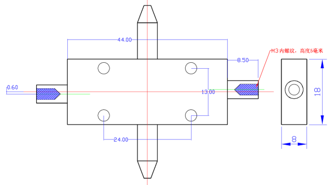 D1X1手動雙向按壓常閉型光開關(guān) 尺寸圖 - 廣西科毅光通信