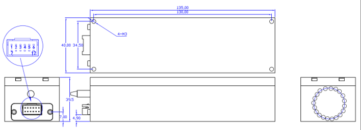 OSW-1×4-Hi 980nm機械式光開關產品尺寸圖 - 廣西科毅光通信